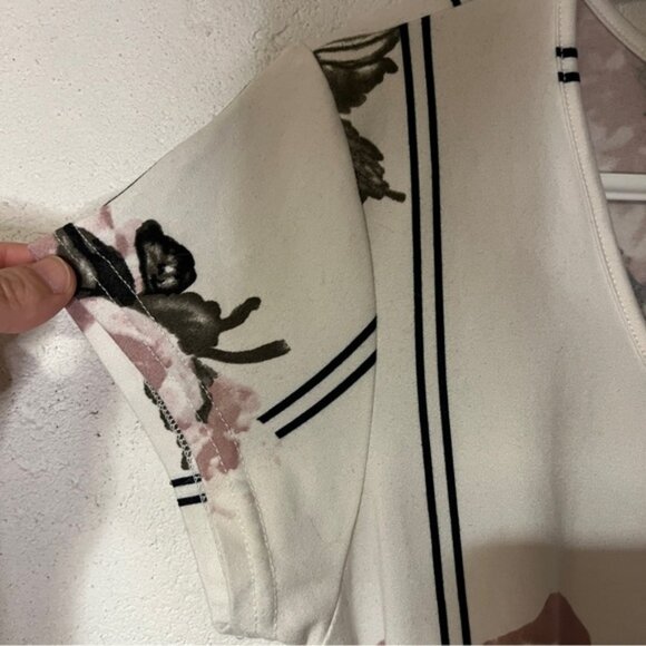 Magazine Maternity White and Pink High Low Sundress with Flutter Cap Sleeves - Picture 6 of 16